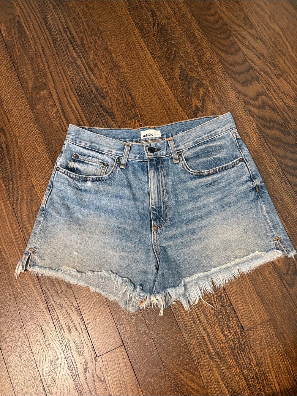 ASKKNY Light Blue High-Rise Denim Shorts